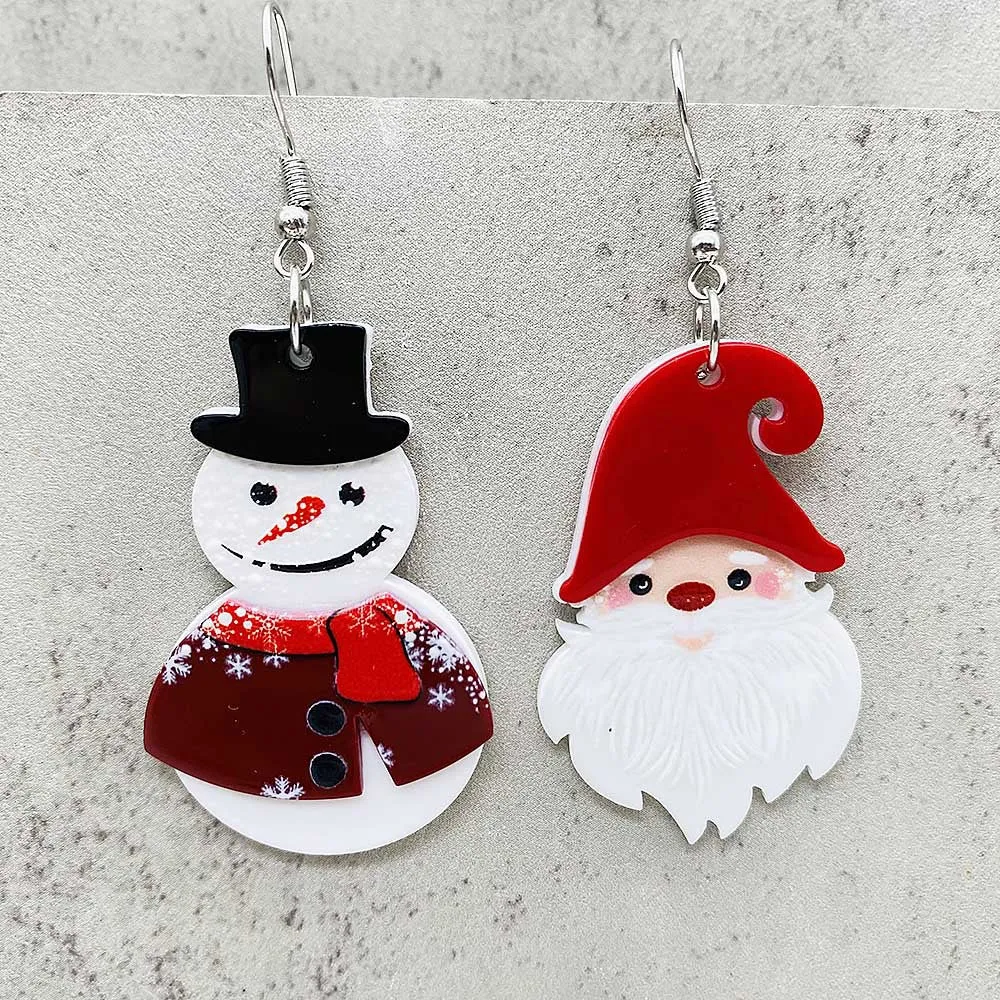 Wholesale Christmas Three-dimensional Snowman Dwarf Dwarf Acrylic Earrings