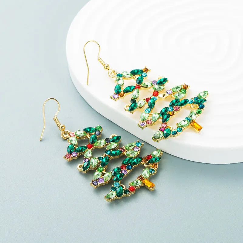 Wholesale Christmas Tree Alabaster Alloy Earrings