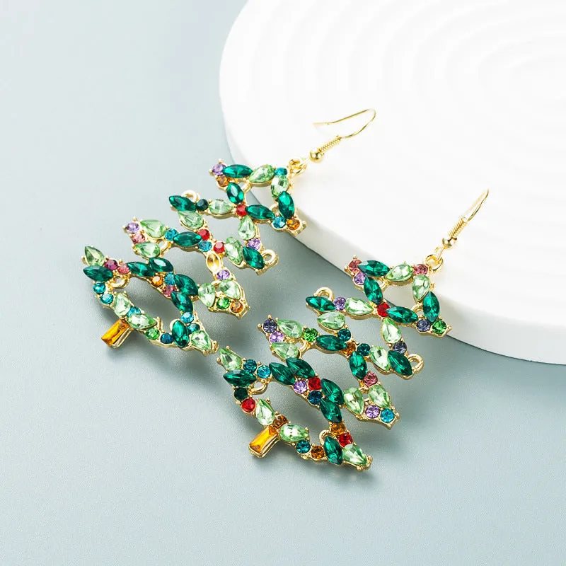 Wholesale Christmas Tree Alabaster Alloy Earrings
