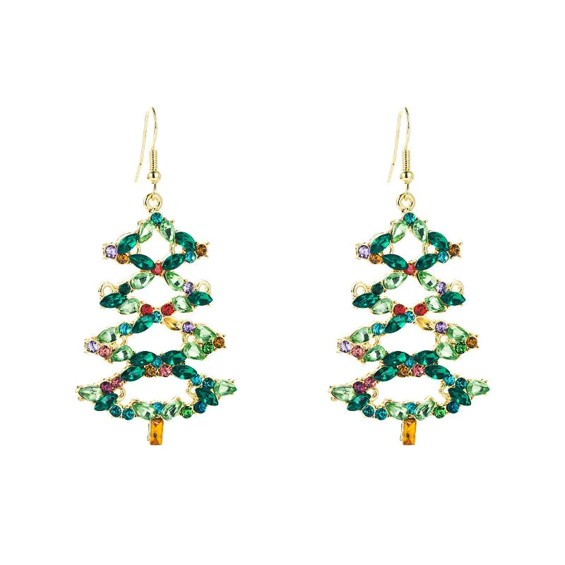 Wholesale Christmas Tree Alabaster Alloy Earrings