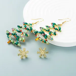 Wholesale Christmas Tree Alabaster Alloy Earrings