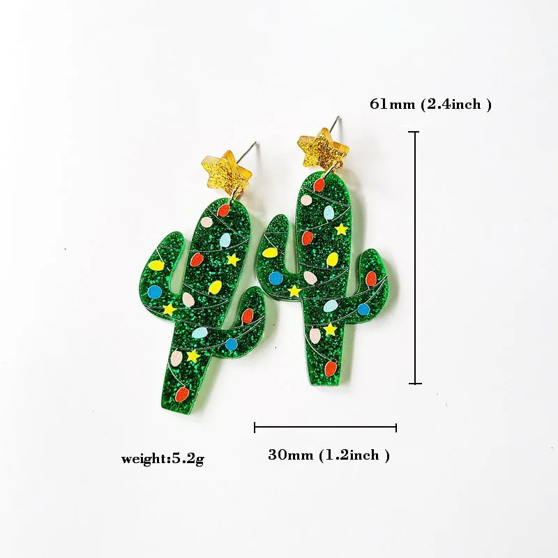 Wholesale Christmas Tree Rainbow Koala Dinosaur Cactus Acrylic Earrings