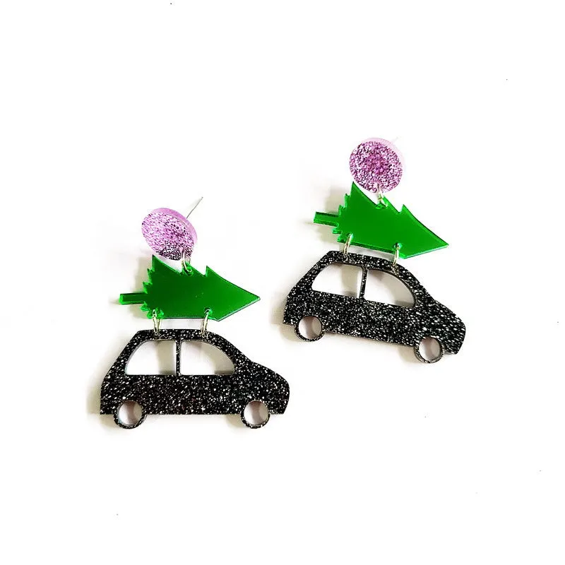 Wholesale Christmas Tree Rainbow Koala Dinosaur Cactus Acrylic Earrings