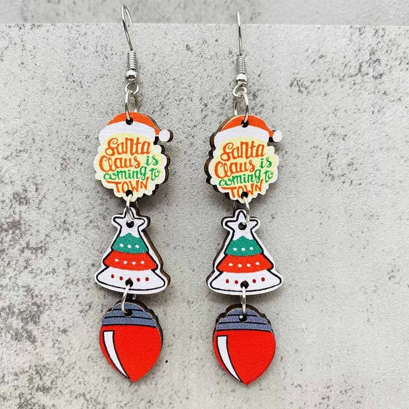Wholesale Christmas Wood Earrings