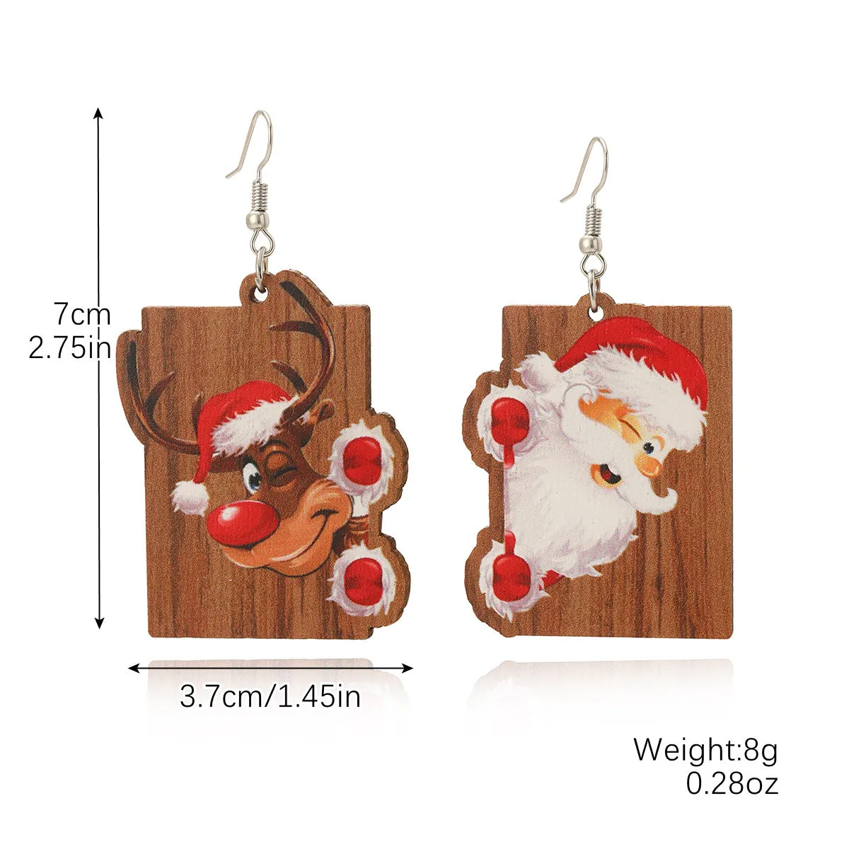 Wholesale Christmas Wood Snowflake Exaggerated Christmas Tree Earrings