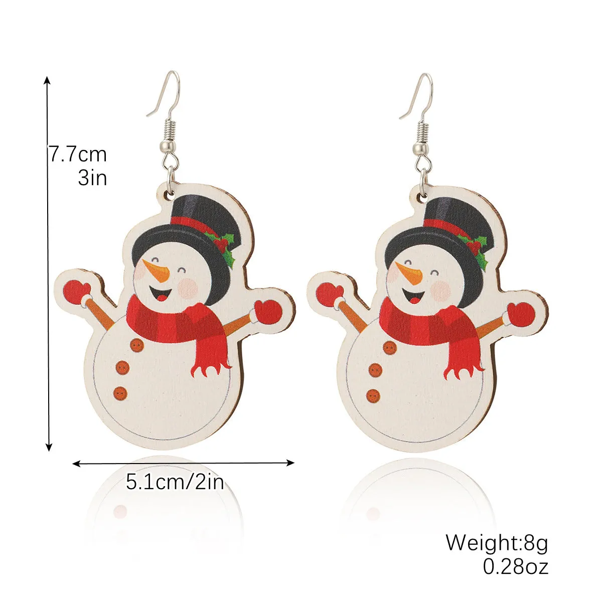 Wholesale Christmas Wood Snowflake Exaggerated Christmas Tree Earrings