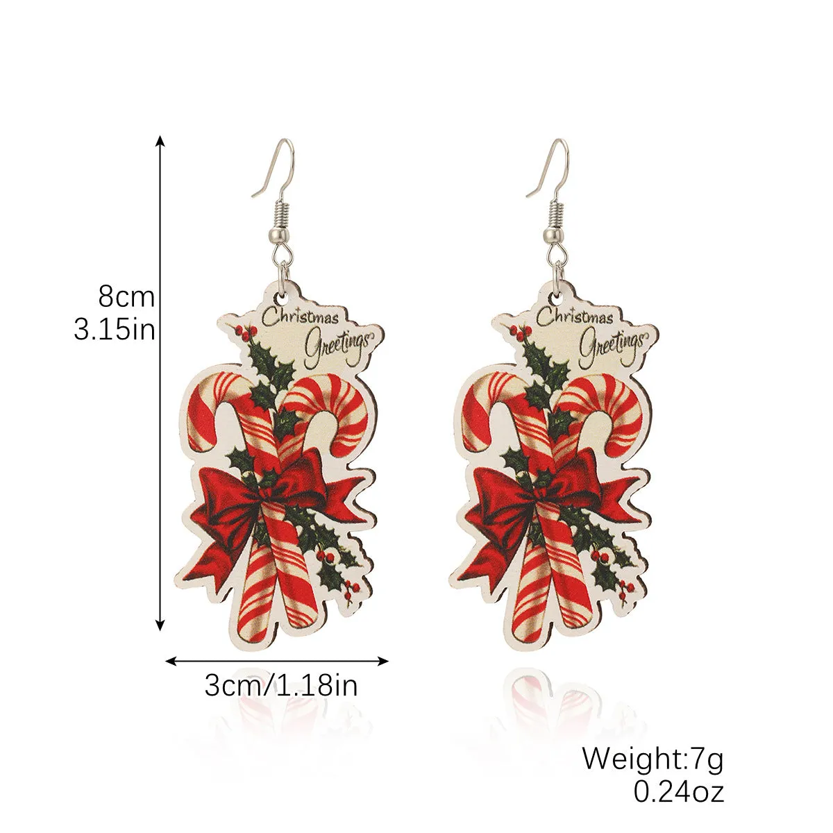 Wholesale Christmas Wood Snowflake Exaggerated Christmas Tree Earrings