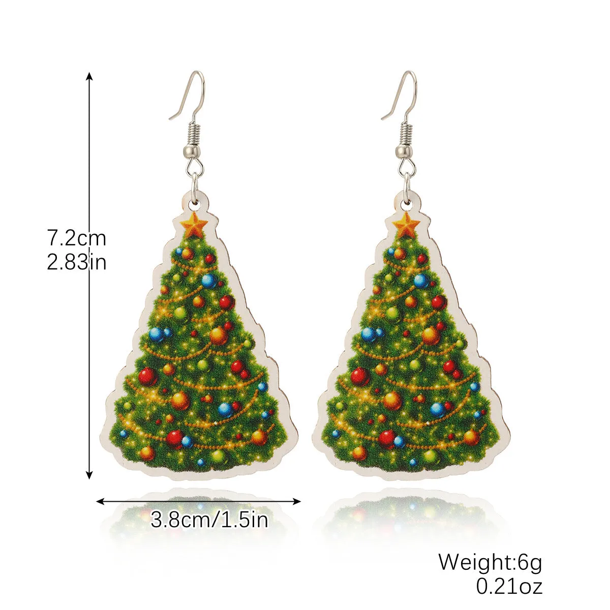 Wholesale Christmas Wood Snowflake Exaggerated Christmas Tree Earrings