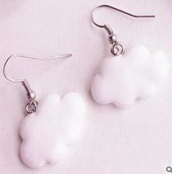 Wholesale Cloud Drip Oil White Alloy Ear Studs