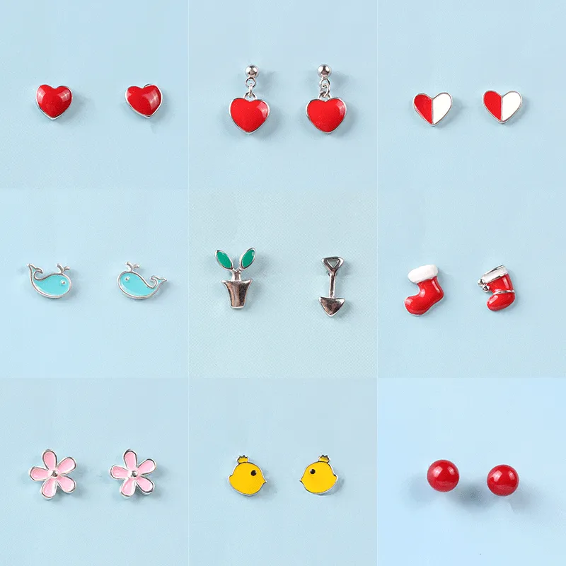 Wholesale Color Drop Glaze 925 Sterling Silver Earrings