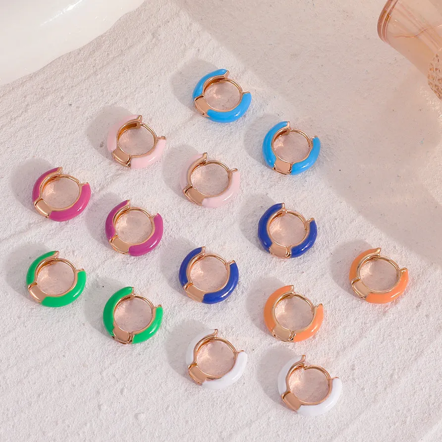Wholesale color drop oil C-shaped women's fashion temperament niche design geometric earrings