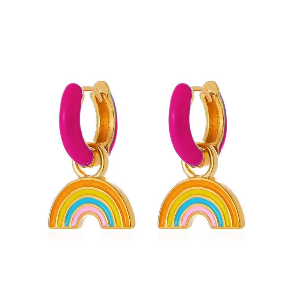 Wholesale color drop oil C-shaped women's fashion temperament niche design geometric earrings