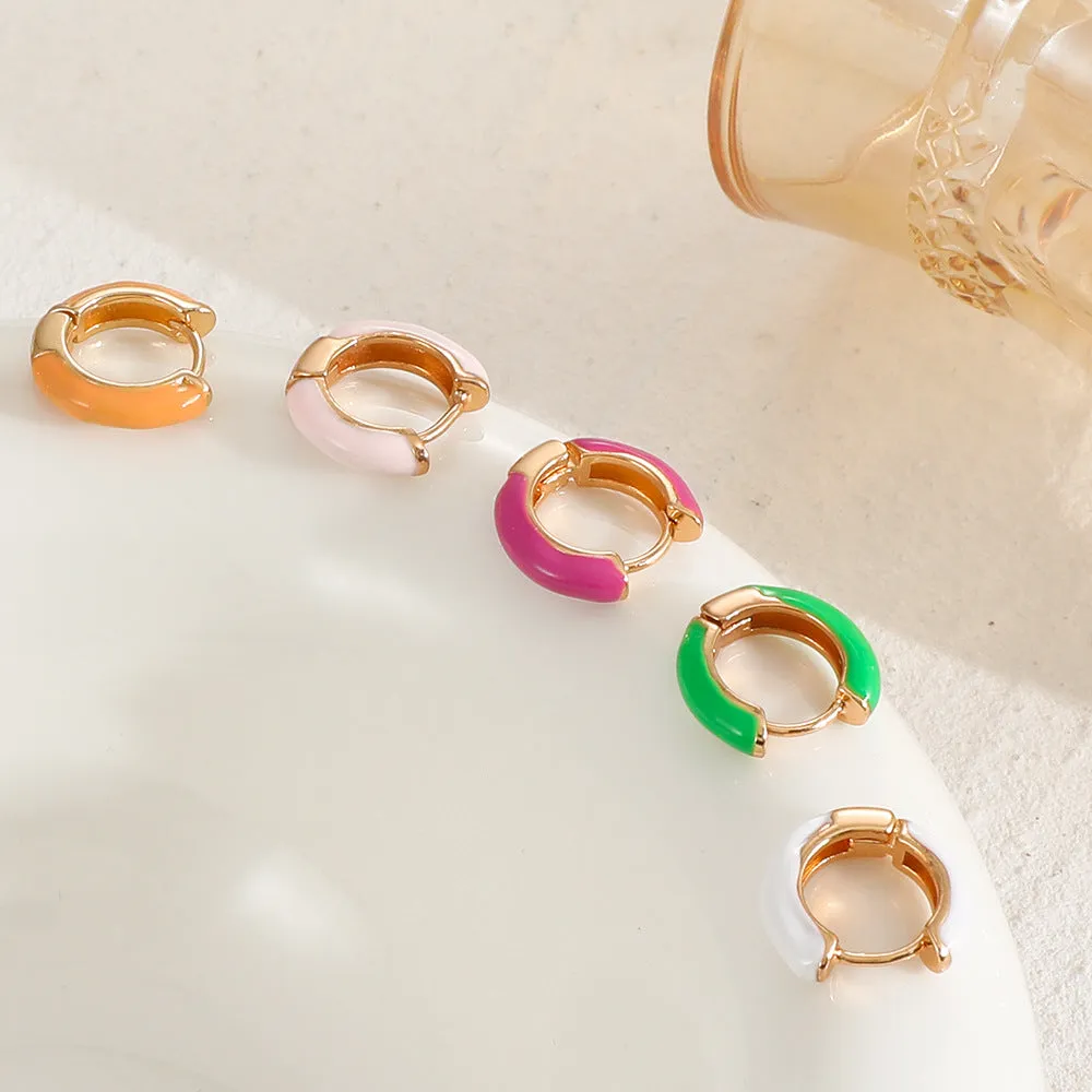 Wholesale color drop oil C-shaped women's fashion temperament niche design geometric earrings