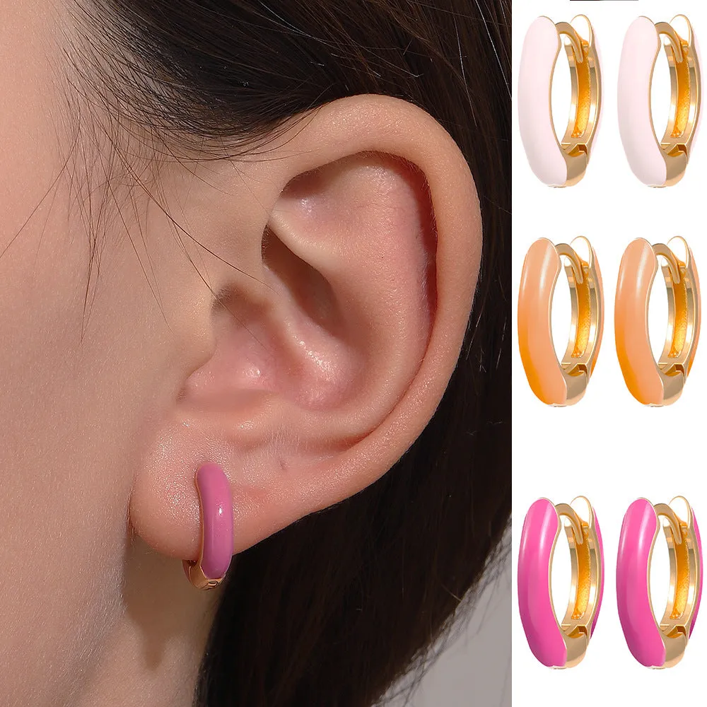 Wholesale color drop oil C-shaped women's fashion temperament niche design geometric earrings