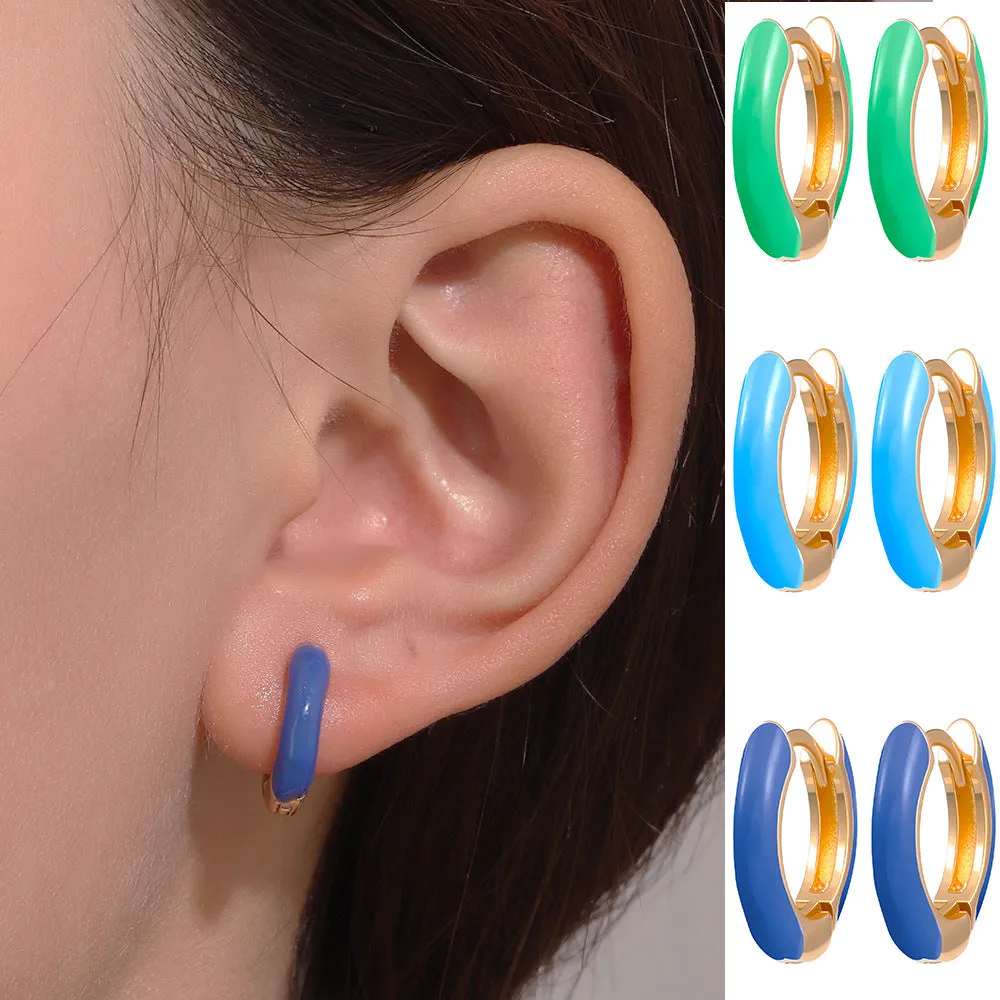Wholesale color drop oil C-shaped women's fashion temperament niche design geometric earrings
