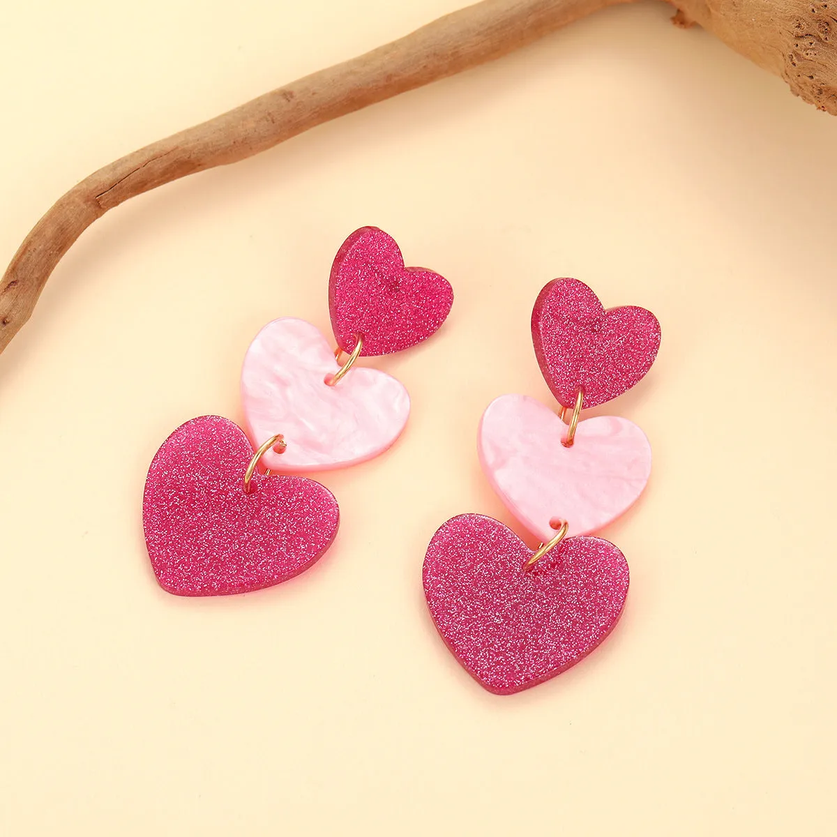 Wholesale color matching Barbie powder Valentine's Day acrylic love earrings simple pendant texture earrings