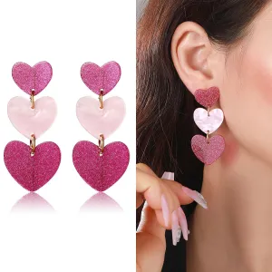 Wholesale color matching Barbie powder Valentine's Day acrylic love earrings simple pendant texture earrings