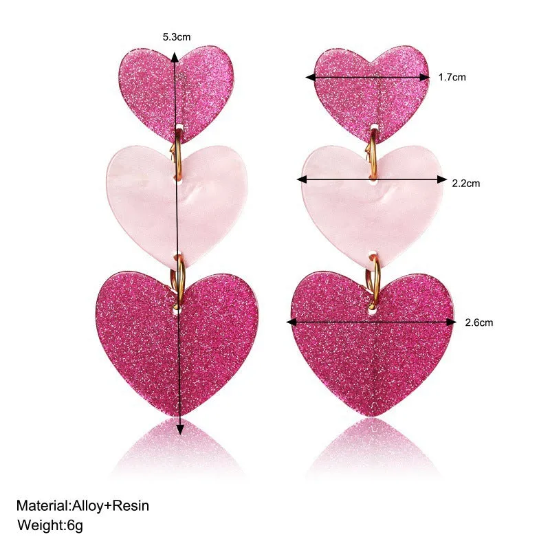 Wholesale color matching Valentine's Day acrylic love earrings simple pendant texture dopamine earrings