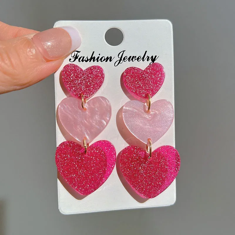 Wholesale color matching Valentine's Day acrylic love earrings simple pendant texture dopamine earrings