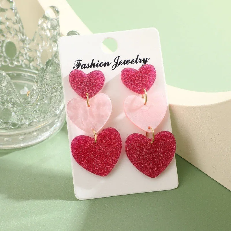 Wholesale color matching Valentine's Day acrylic love simple pendant texture dopamine earrings