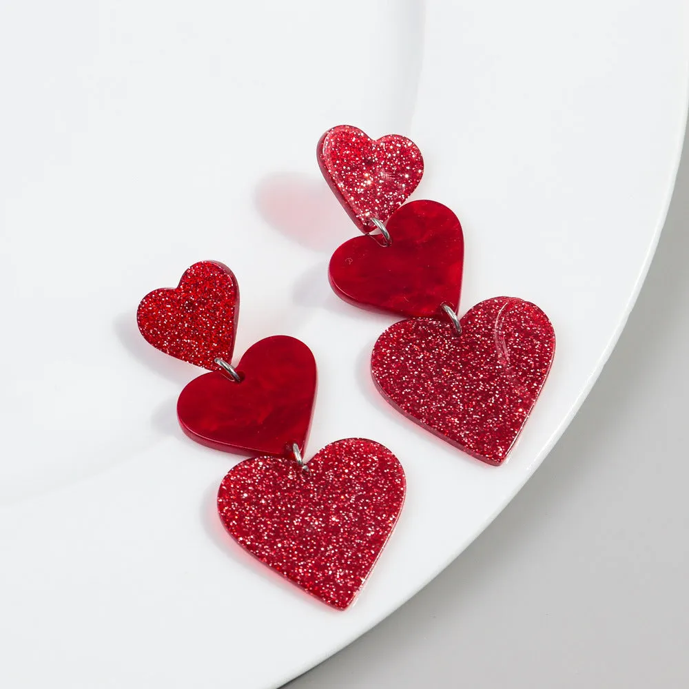 Wholesale color matching Valentine's Day acrylic love simple pendant texture dopamine earrings