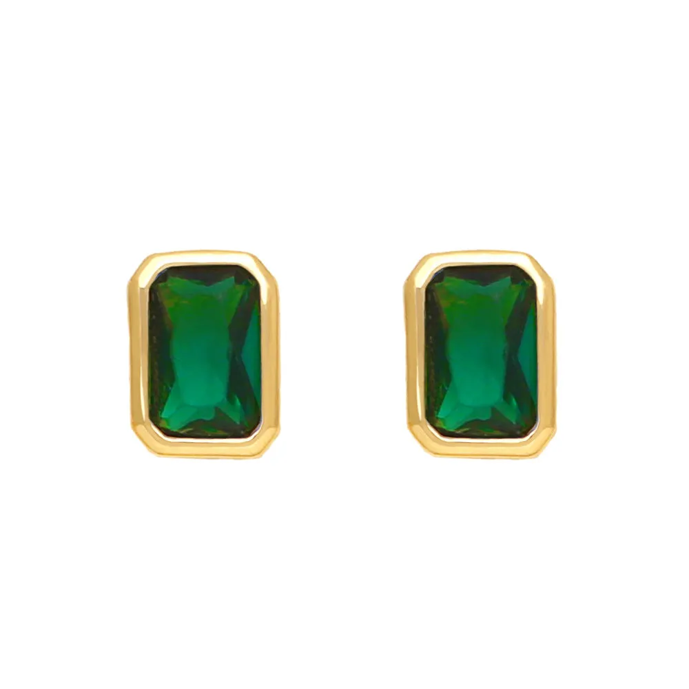 Wholesale Colored Baguette Zircon Copper Ear Studs