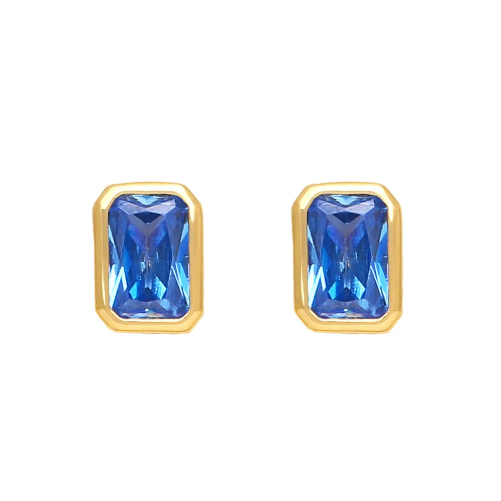 Wholesale Colored Baguette Zircon Copper Ear Studs