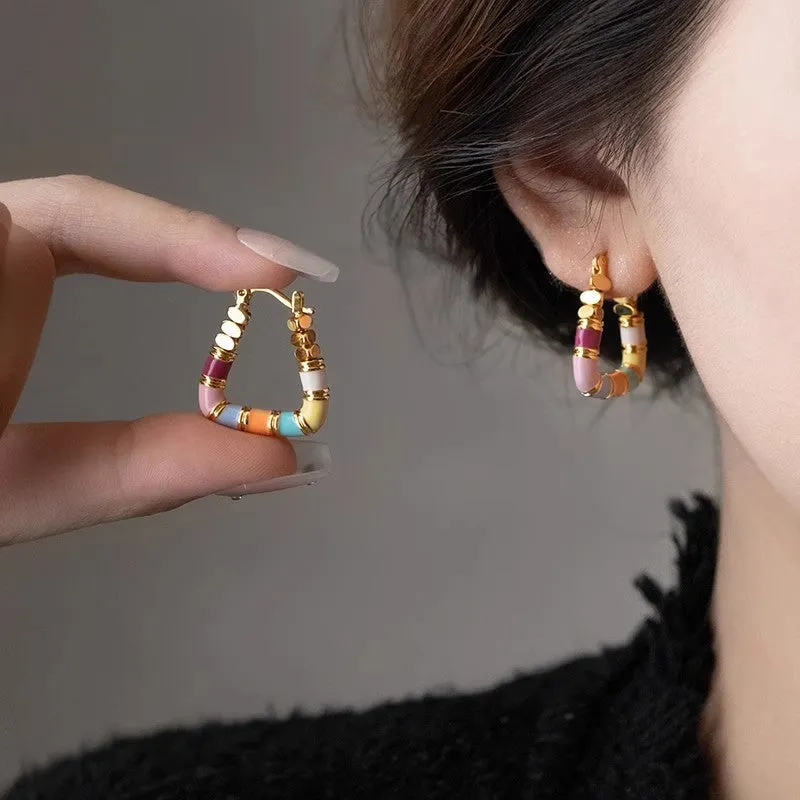 Wholesale Colored enamel earrings dopamine earrings
