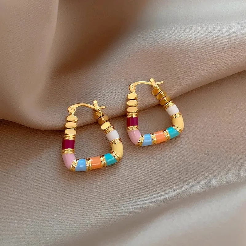 Wholesale Colored enamel earrings dopamine earrings