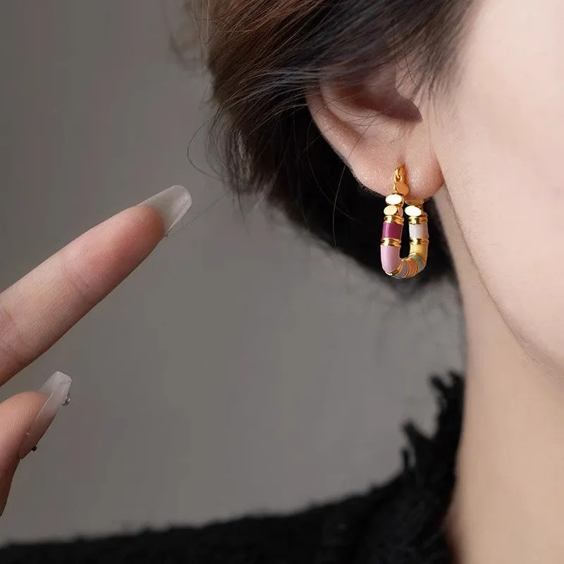 Wholesale Colored enamel earrings dopamine earrings