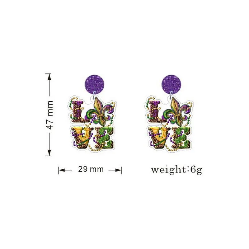 Wholesale Colorful festive jewelry Mardi Gras truck alligator beads lobster earrings
