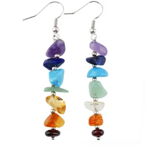 Wholesale Colorful Natural Crystal Stone Irregular Crushed Stone Tassel String Earrings