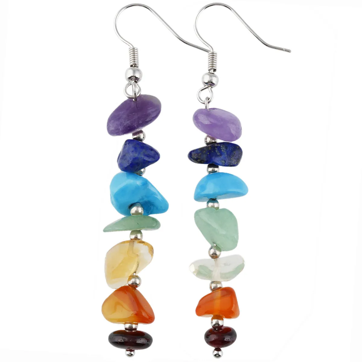Wholesale Colorful Natural Crystal Stone Irregular Crushed Stone Tassel String Earrings