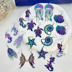 Wholesale Colorful Ocean Series Niche Colorful Shell Jellyfish Earrings