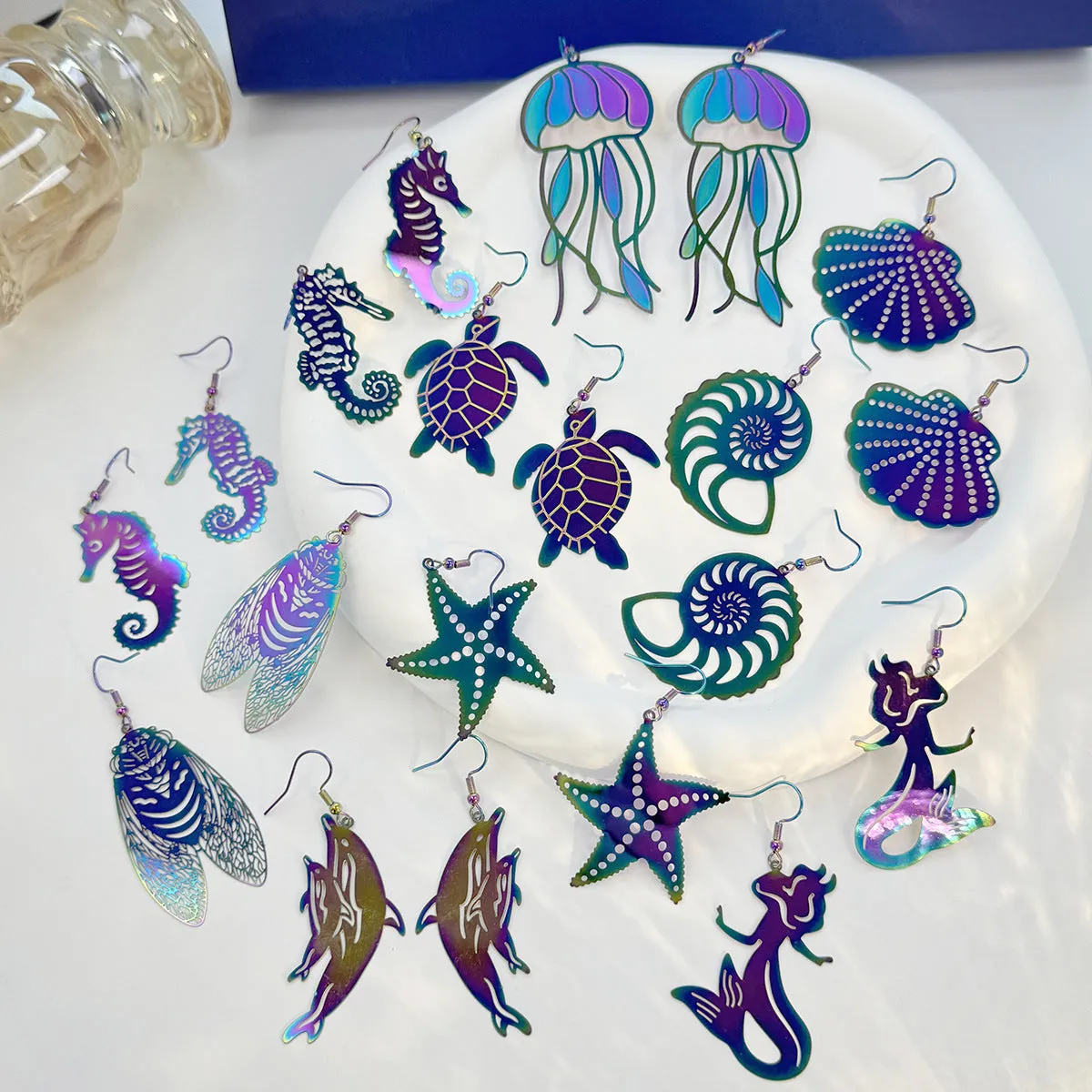 Wholesale Colorful Ocean Series Niche Colorful Shell Jellyfish Earrings