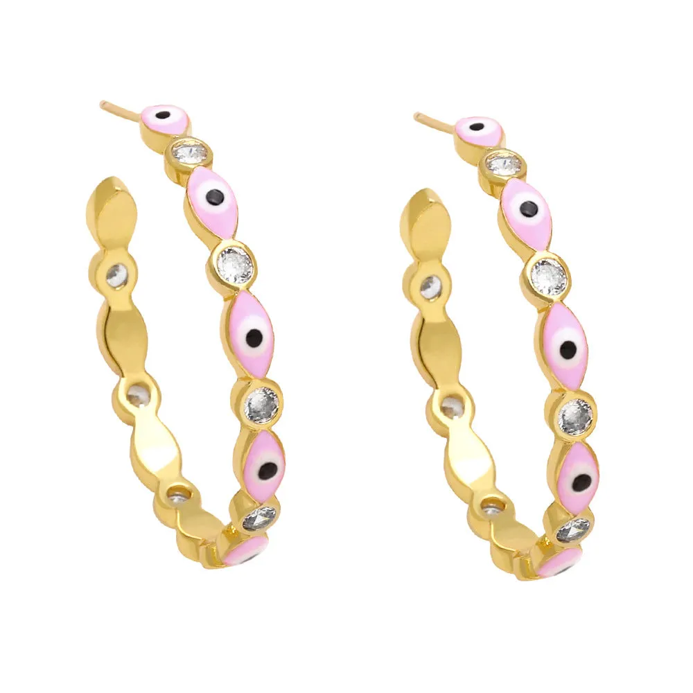 Wholesale Colorful Oil Drip Devil Eye Copper Ear Studs