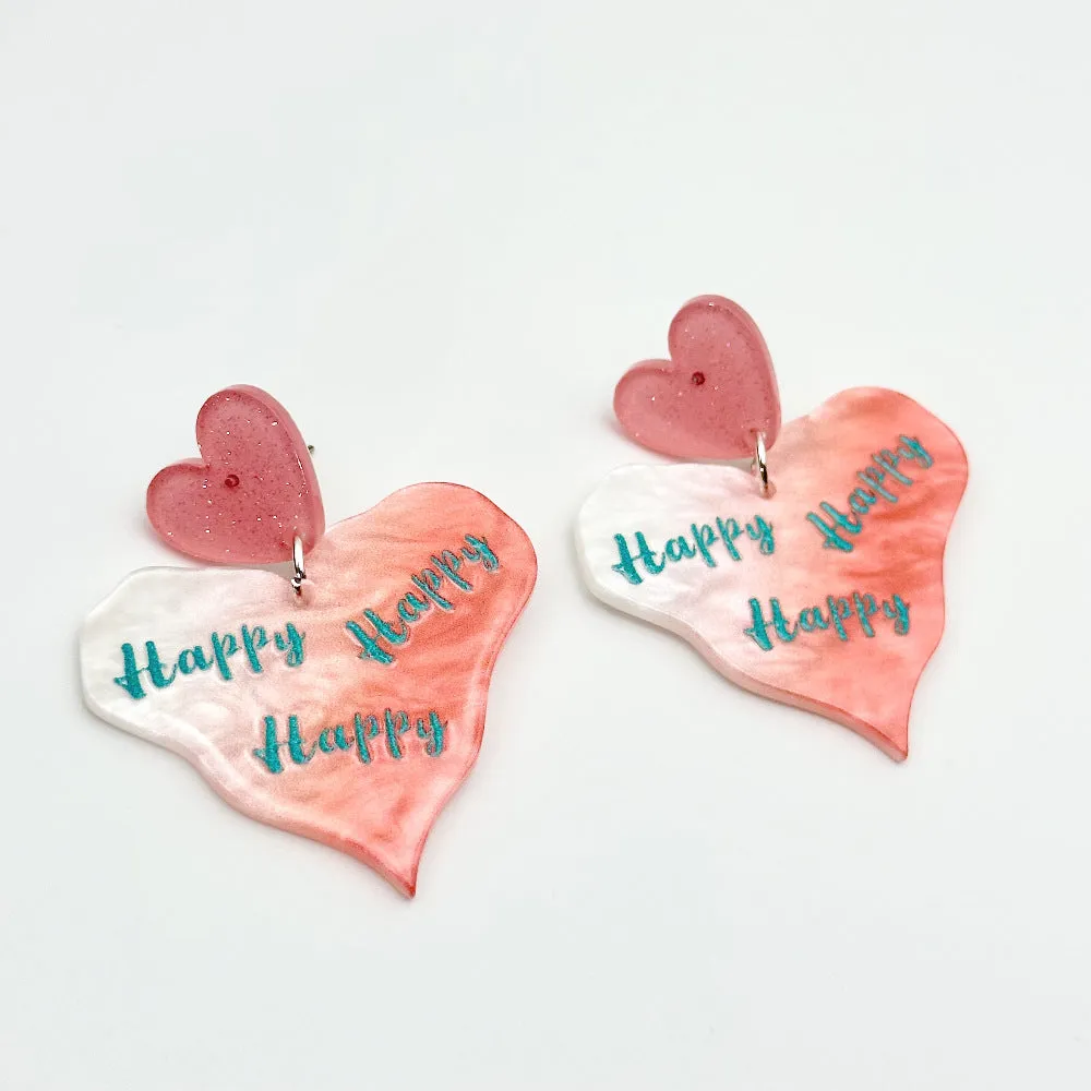 Wholesale Colorful Printed Love Acrylic Valentine's Day Gradient Earrings