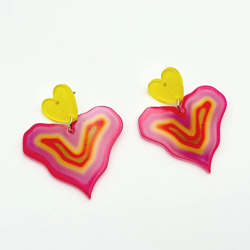 Wholesale Colorful Printed Love Acrylic Valentine's Day Gradient Earrings