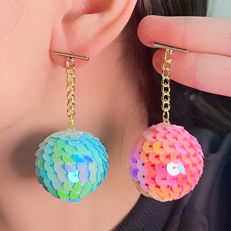 Wholesale Colorful Sequined Round Balls Personality Simple Retro Design Niche Earrings