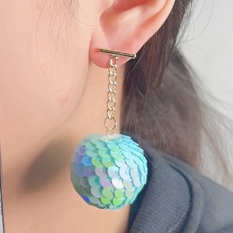 Wholesale Colorful Sequined Round Balls Personality Simple Retro Design Niche Earrings