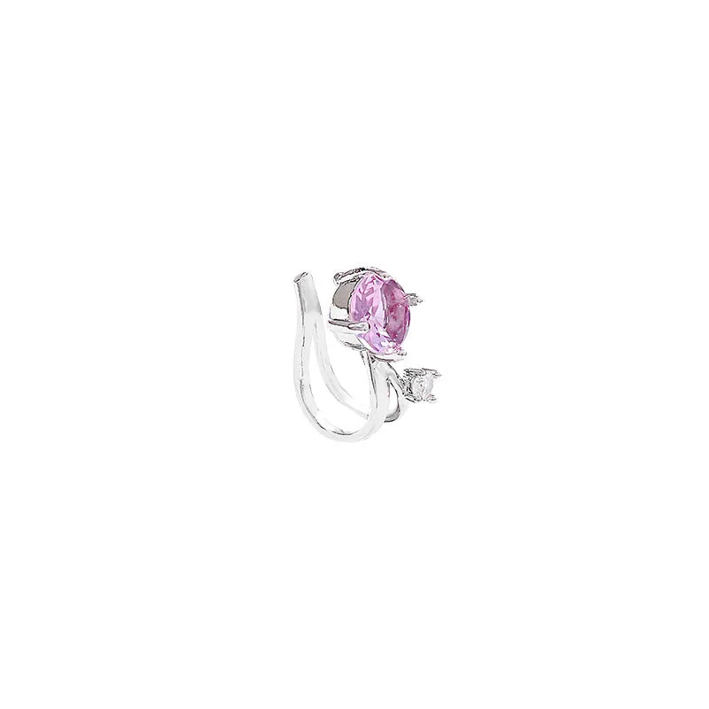 Wholesale colorful zircon rabbit red no ear hole ear bone clip earrings