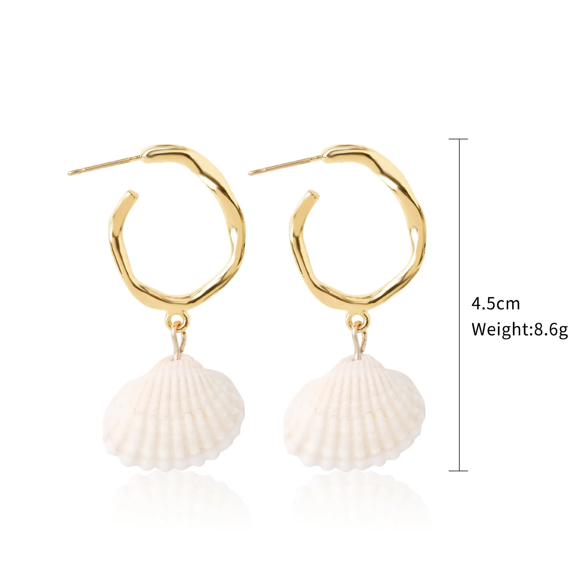 Wholesale Conch Shell Trend Ocean Alloy Natural Shell Earrings