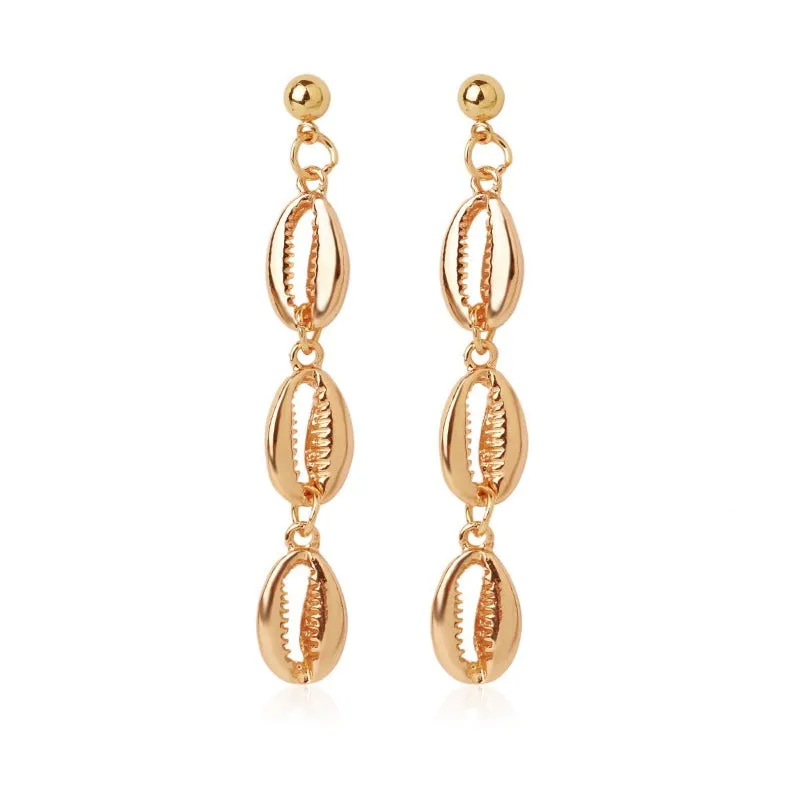 Wholesale Conch Shell Trend Ocean Alloy Natural Shell Earrings