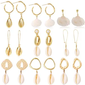 Wholesale Conch Shell Trend Ocean Alloy Natural Shell Earrings