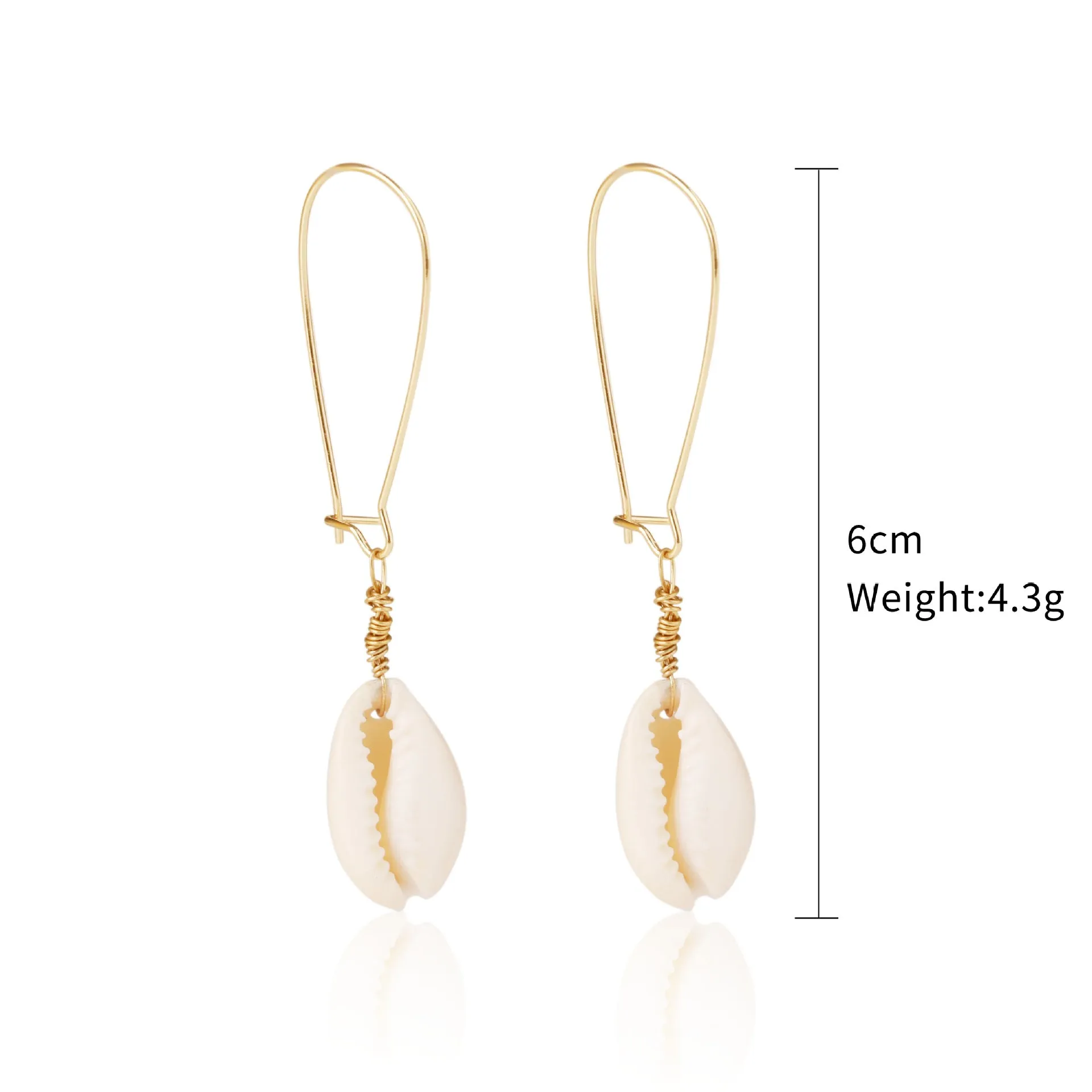 Wholesale Conch Shell Trend Ocean Alloy Natural Shell Earrings