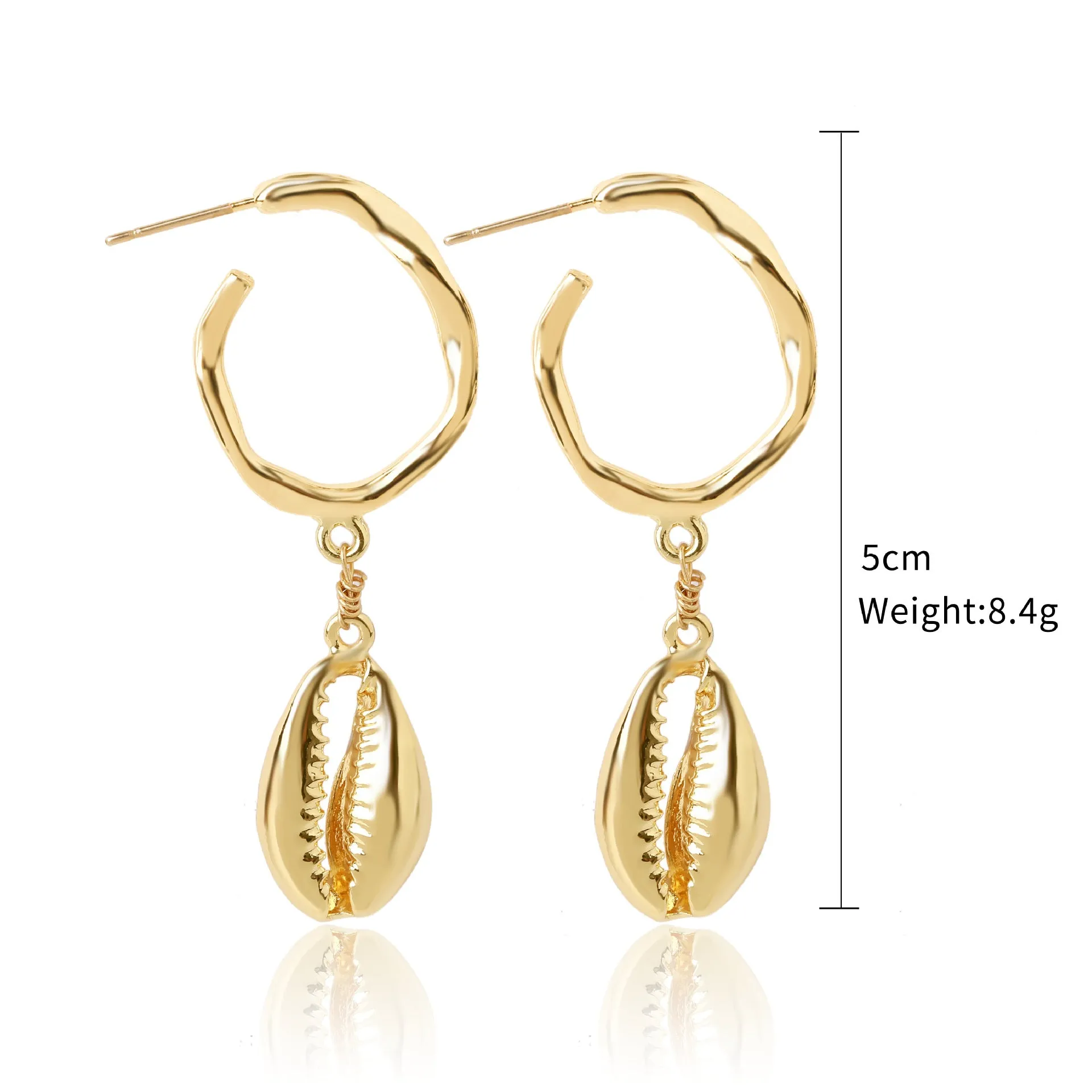 Wholesale Conch Shell Trend Ocean Alloy Natural Shell Earrings