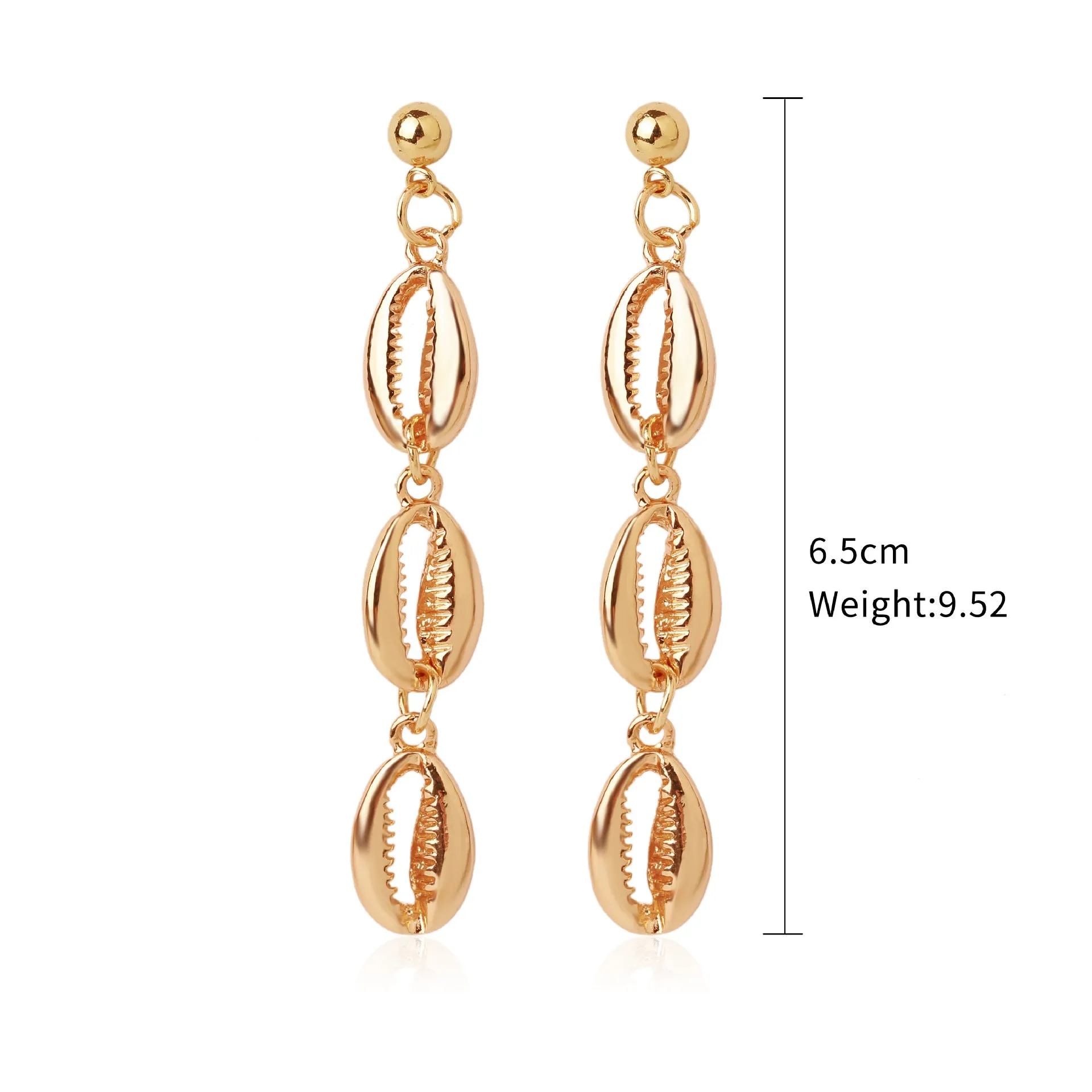 Wholesale Conch Shell Trend Ocean Alloy Natural Shell Earrings