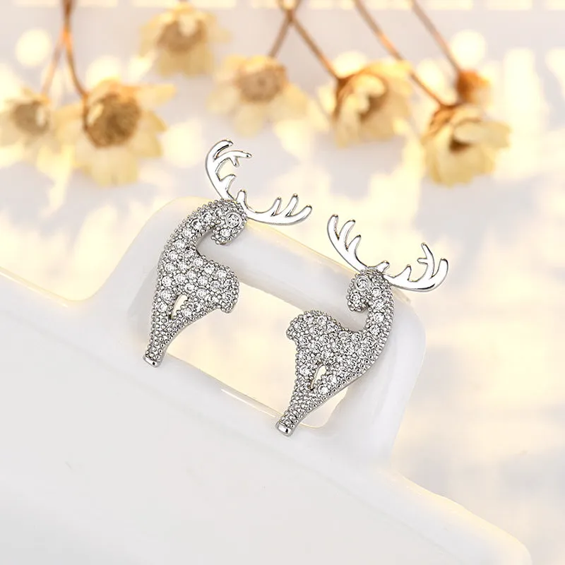 Wholesale Copper Deer Earrings with Diamonds