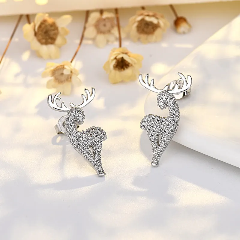 Wholesale Copper Deer Earrings with Diamonds