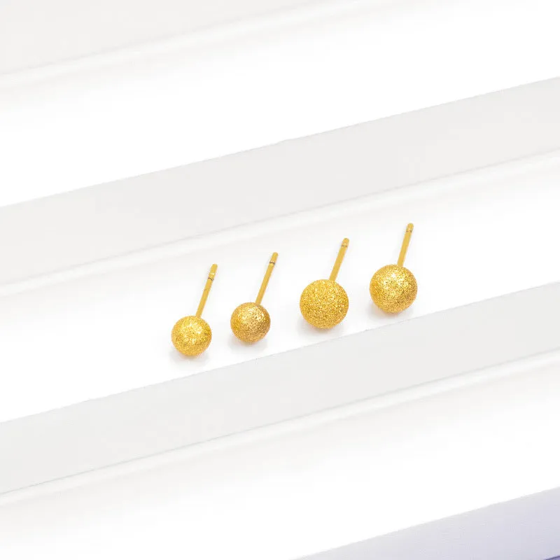 Wholesale Copper Gold Plated Matte Smooth Round Mini Exquisite Simple Earrings